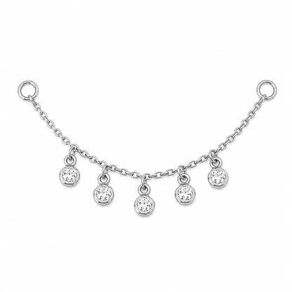 14K Gold 5 Diamond Dangle Chain Earring Jacket