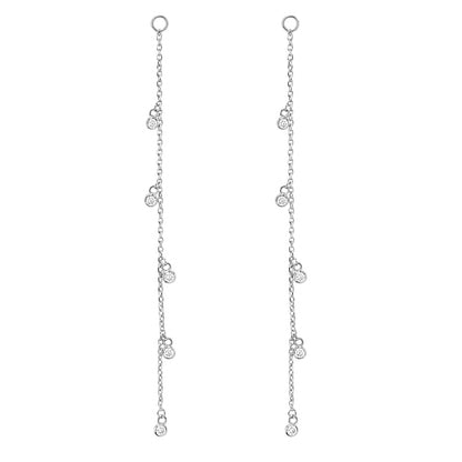14K Gold 5 Diamond Fringe Dangle Chain Earring Jacket, 3" Length