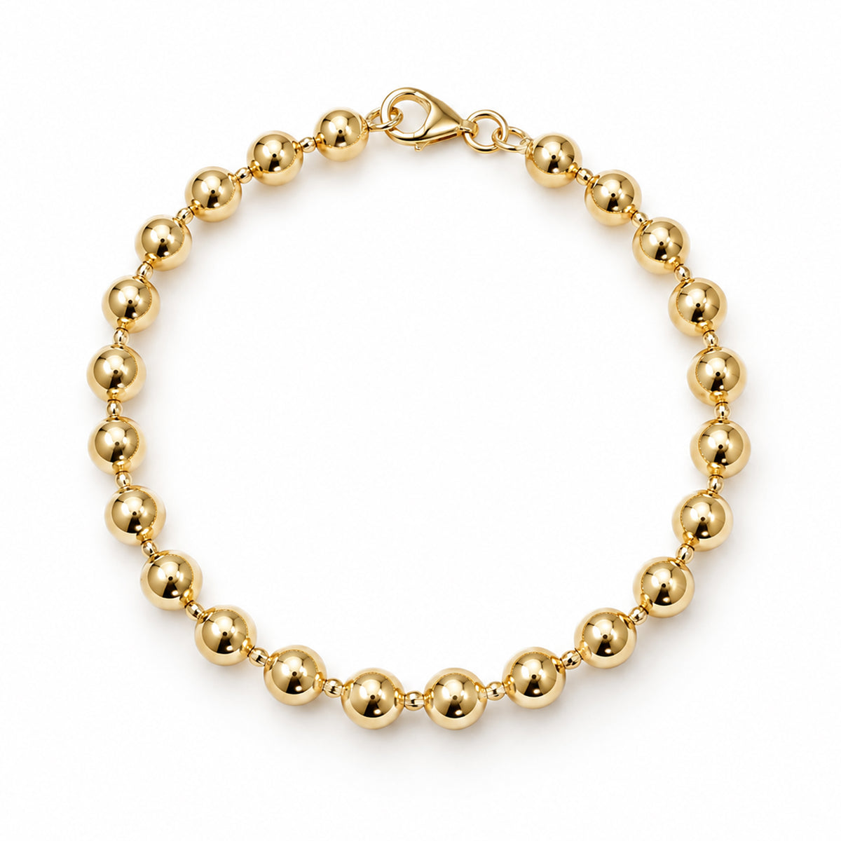 14K Gold Ball Chain Link Bracelet, 6mm Size Links