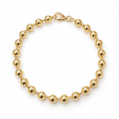14K Gold Ball Chain Link Bracelet, 6mm Size Links