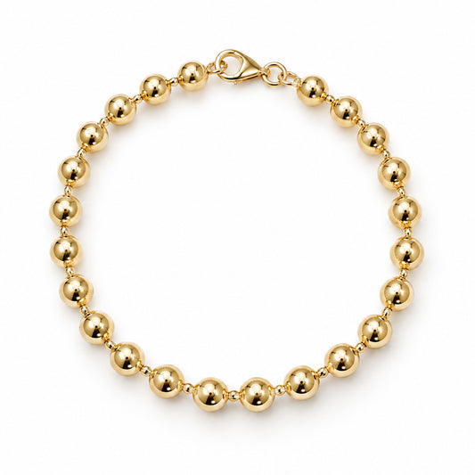 14K Gold Ball Chain Link Bracelet, 6mm Size Links