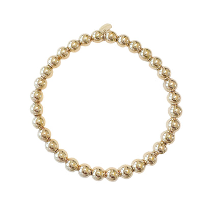 14K Gold Ball Chain Stretch Bracelet, 6mm Size Links