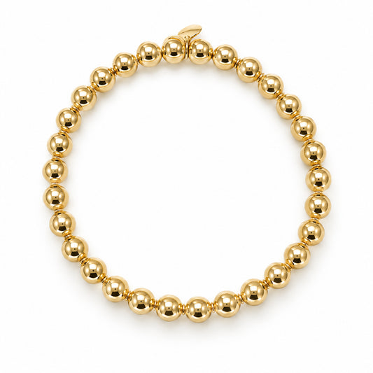 14K Gold Stretchy Ball Chain Bracelet, 6mm Size Links
