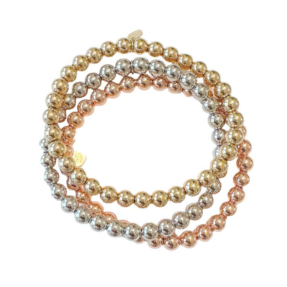 14K Gold Ball Chain Stretch Bracelet, 6mm Size Links