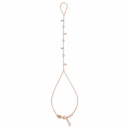 14K Gold 7 Diamond Fringed Finger Bracelet