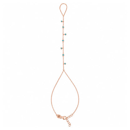 14K Gold 7 Turquoise Fringed Finger Bracelet