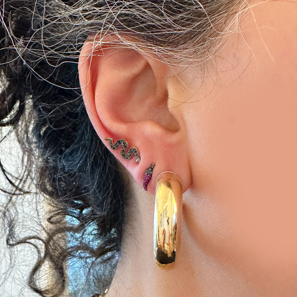 14K Gold Thick Hoop Earrings