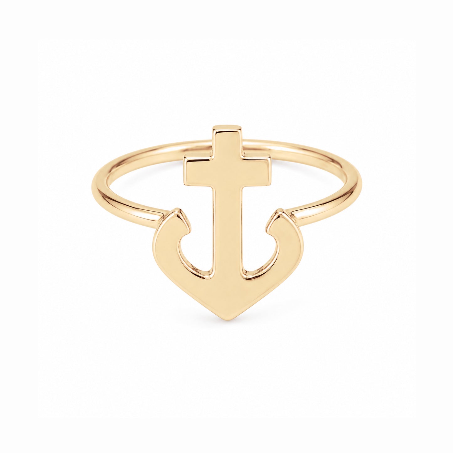 14K Gold Anchor Ring