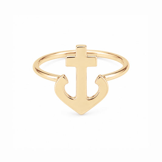 14K Gold Anchor Ring