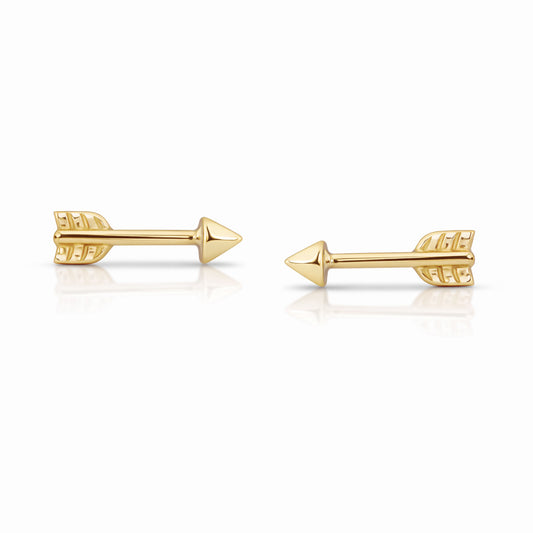14K Gold Arrow Stud Earrings