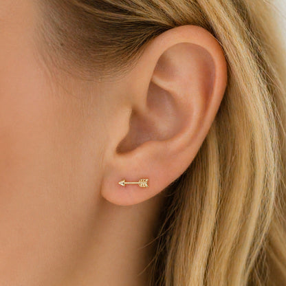14K Gold Arrow Stud Earrings