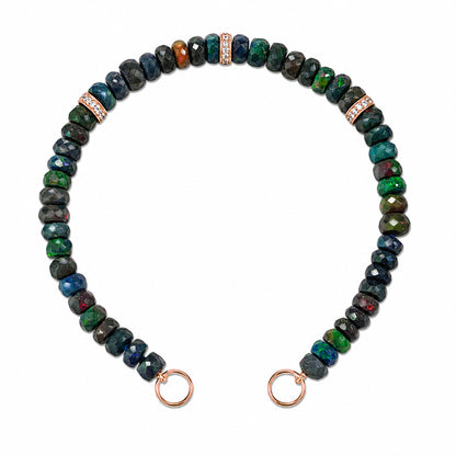 14K Gold Black Opal & Diamond Beaded Bracelet
