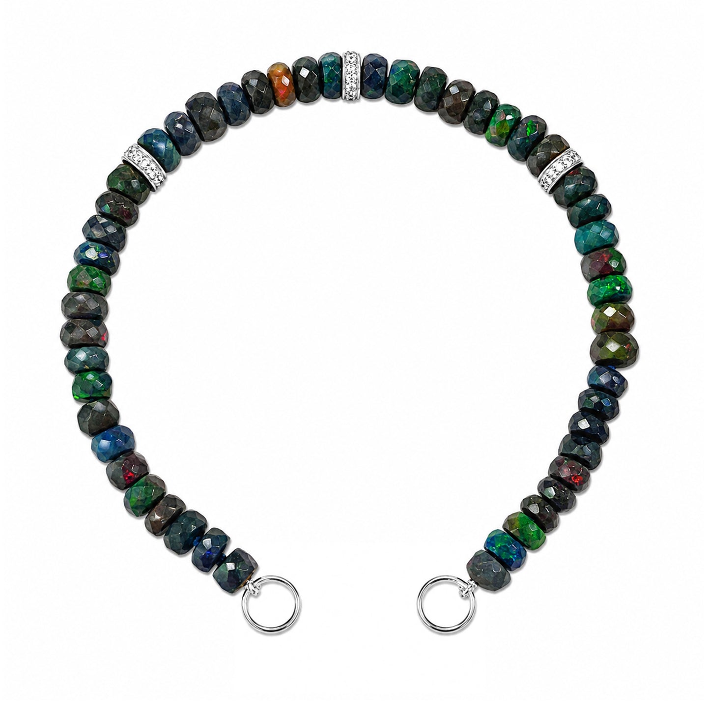 14K Gold Black Opal & Diamond Beaded Bracelet