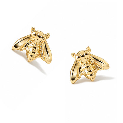 14K Gold Bumblebee Stud Earrings