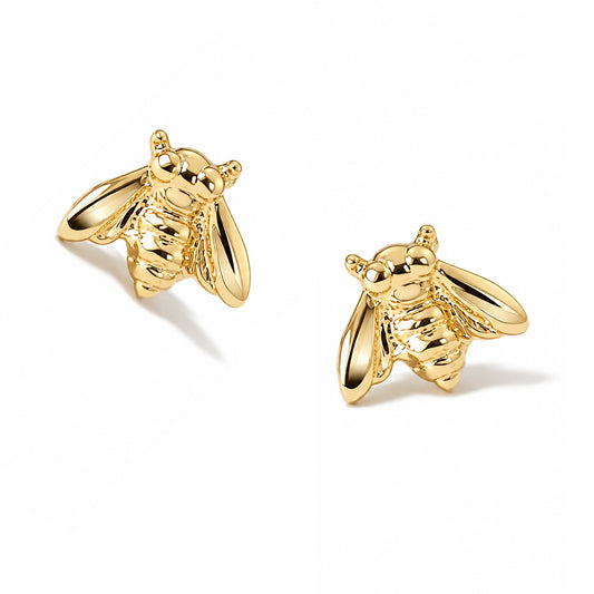 14K Gold Bumblebee Stud Earrings