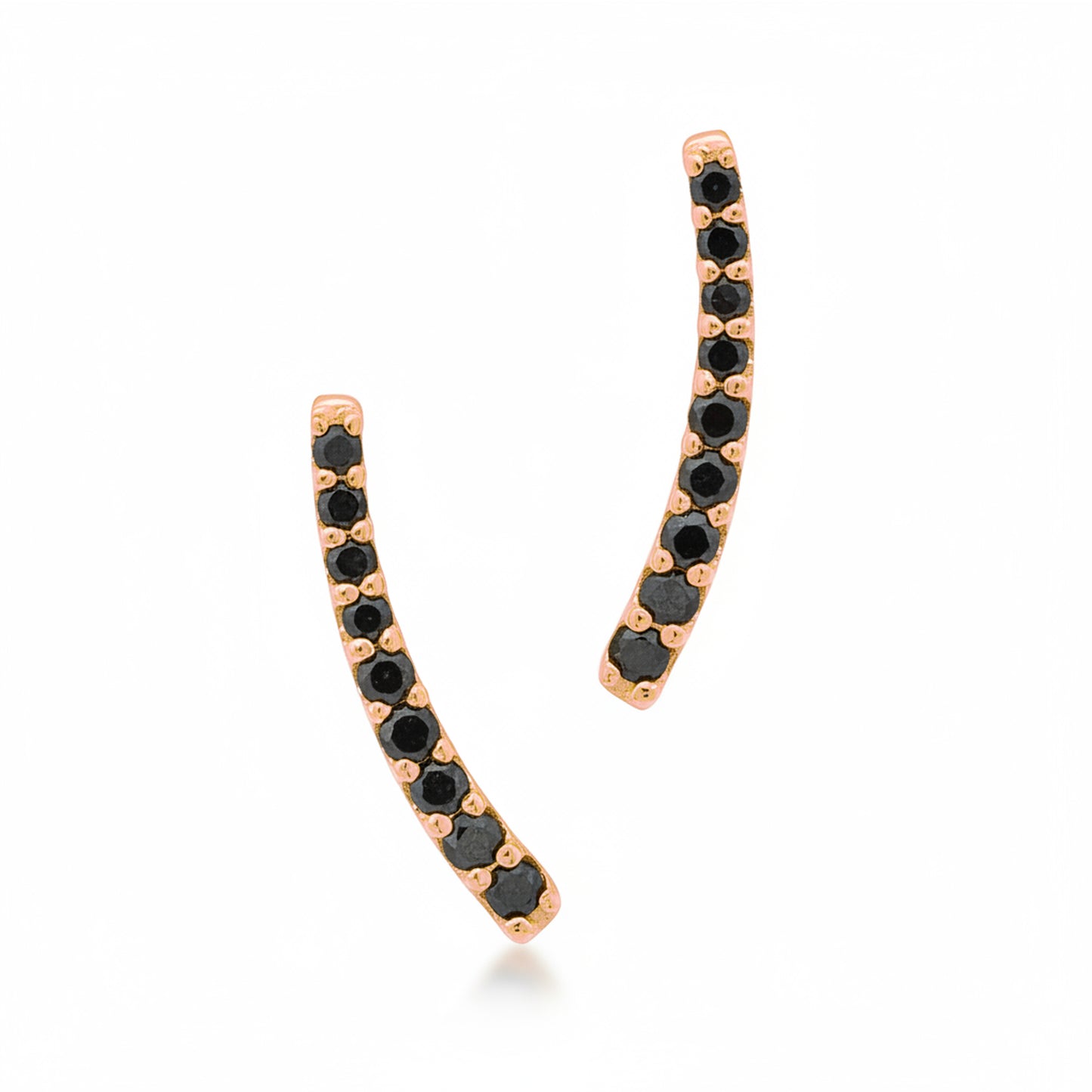14K Gold Black Diamond Climber Arch Earrings