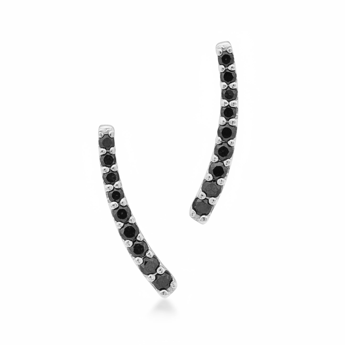 14K Gold Black Diamond Climber Arch Earrings
