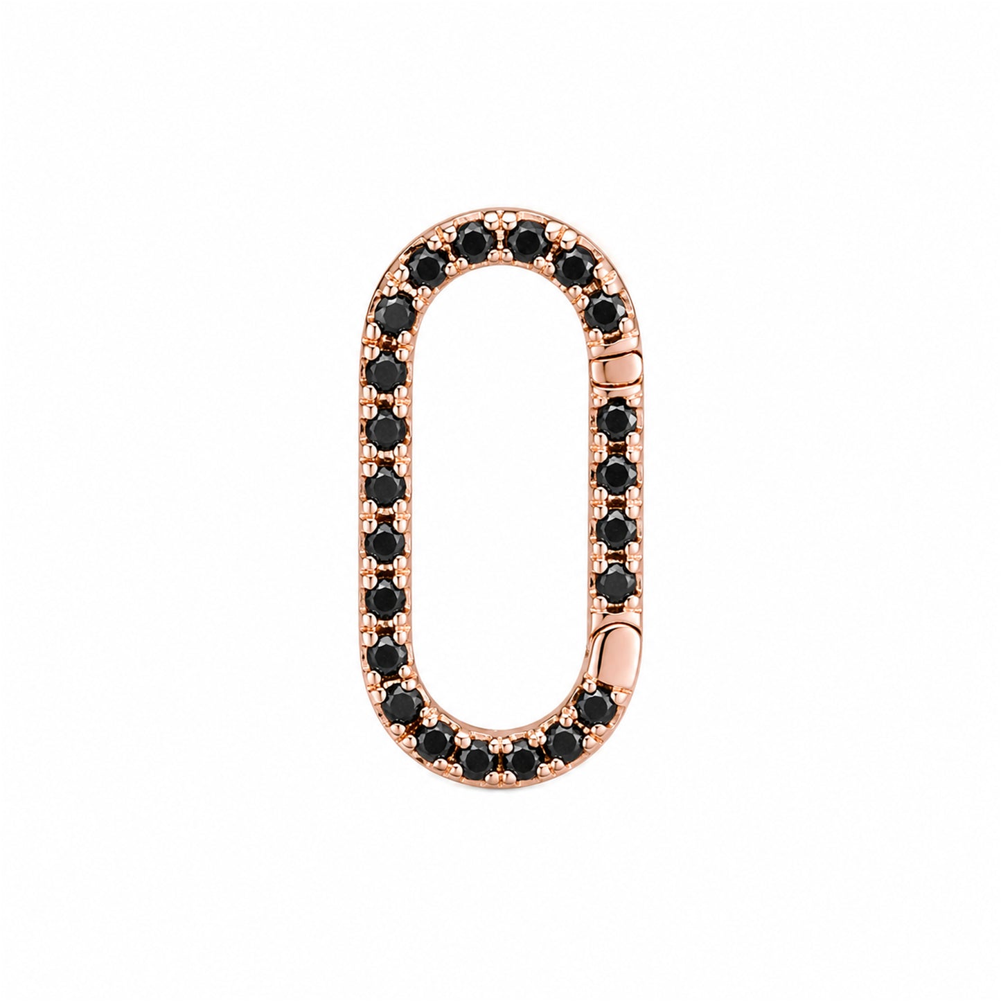14K Gold Black Diamond Elongated Oval Charm Enhancer ~ Large Size