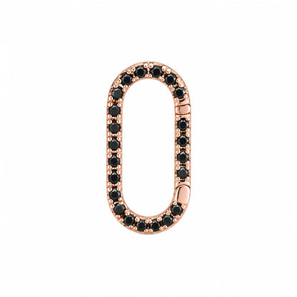 14K Gold Black Diamond Elongated Oval Charm Enhancer ~ Large Size