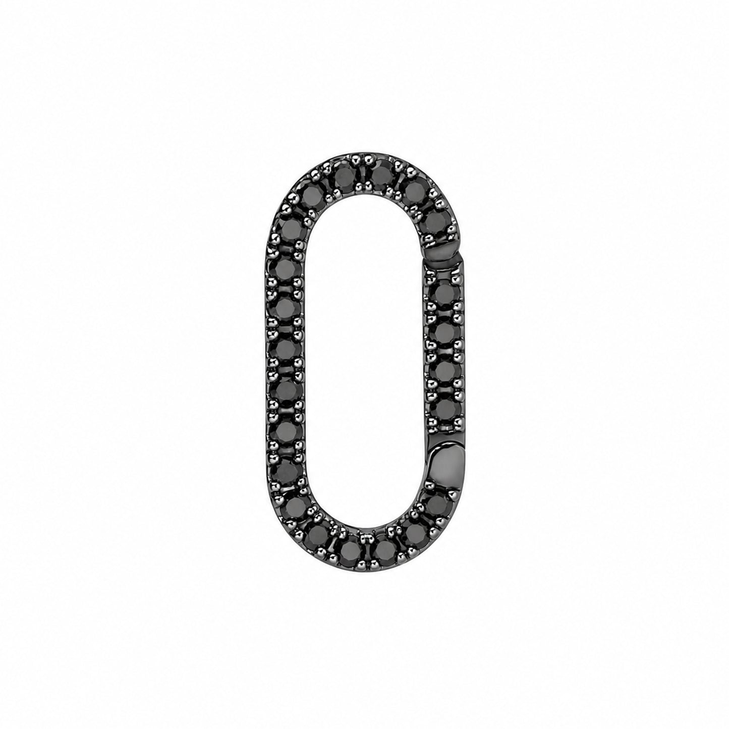 14K Gold Black Diamond Elongated Oval Charm Enhancer ~ Large Size