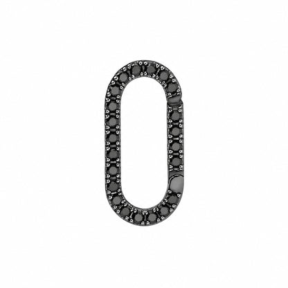14K Gold Black Diamond Elongated Oval Charm Enhancer ~ Large Size