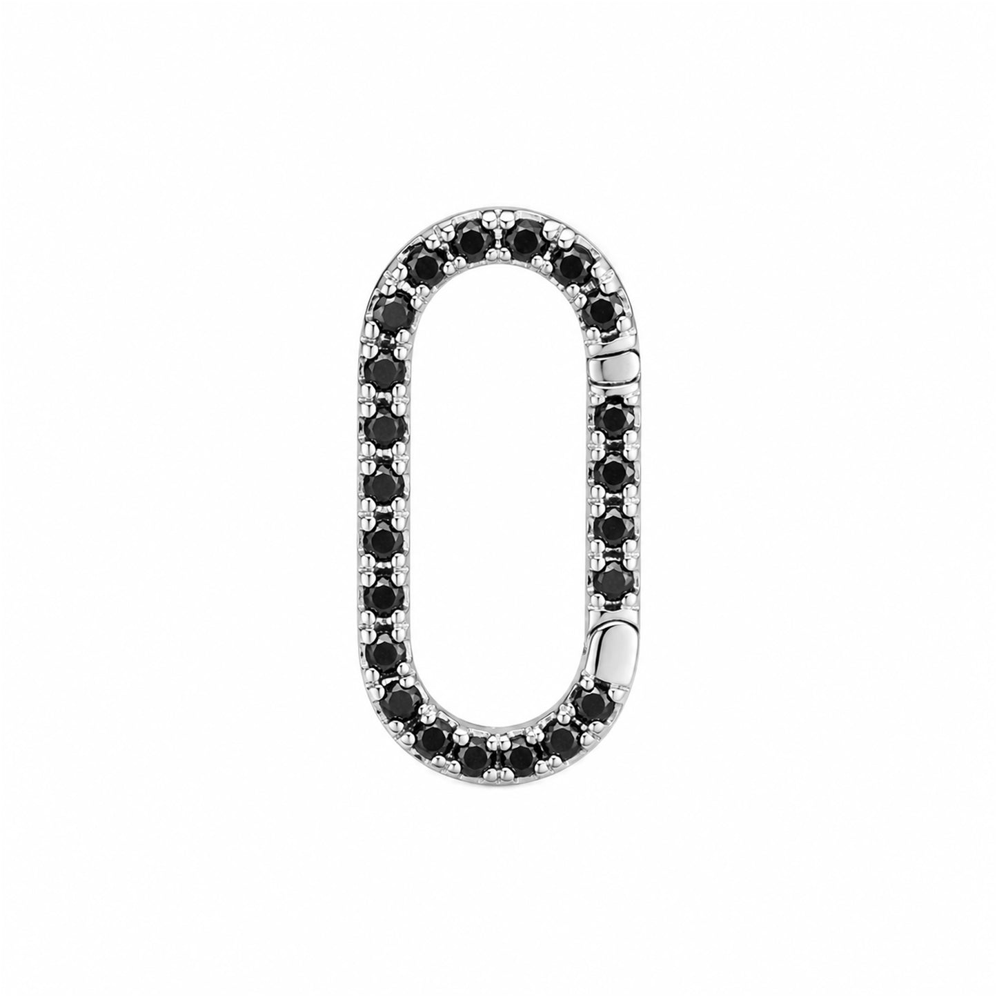 14K Gold Black Diamond Elongated Oval Charm Enhancer ~ Large Size