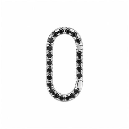 14K Gold Black Diamond Elongated Oval Charm Enhancer ~ Large Size