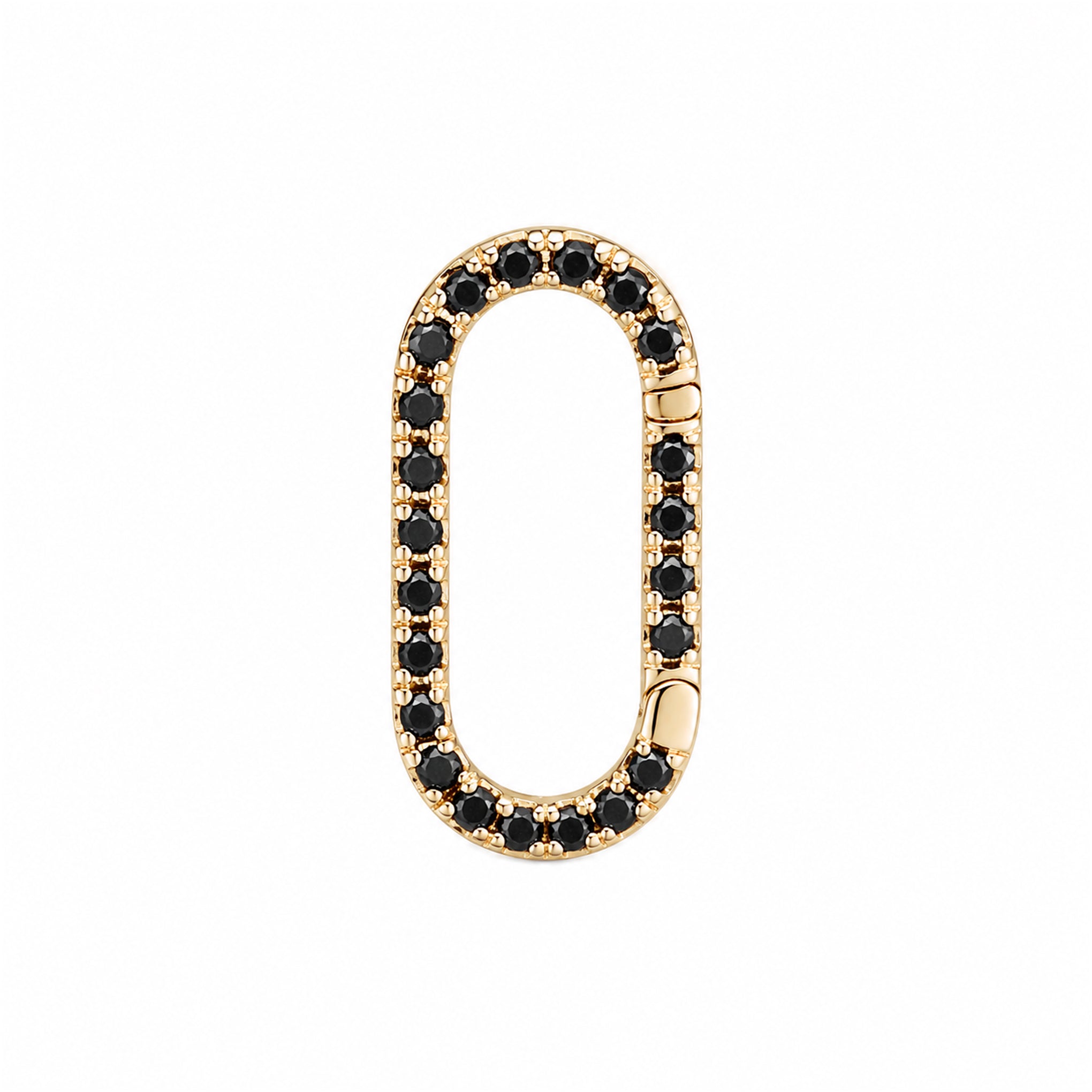 14K Gold Black Diamond Elongated Oval Charm Enhancer ~ Large Size ...