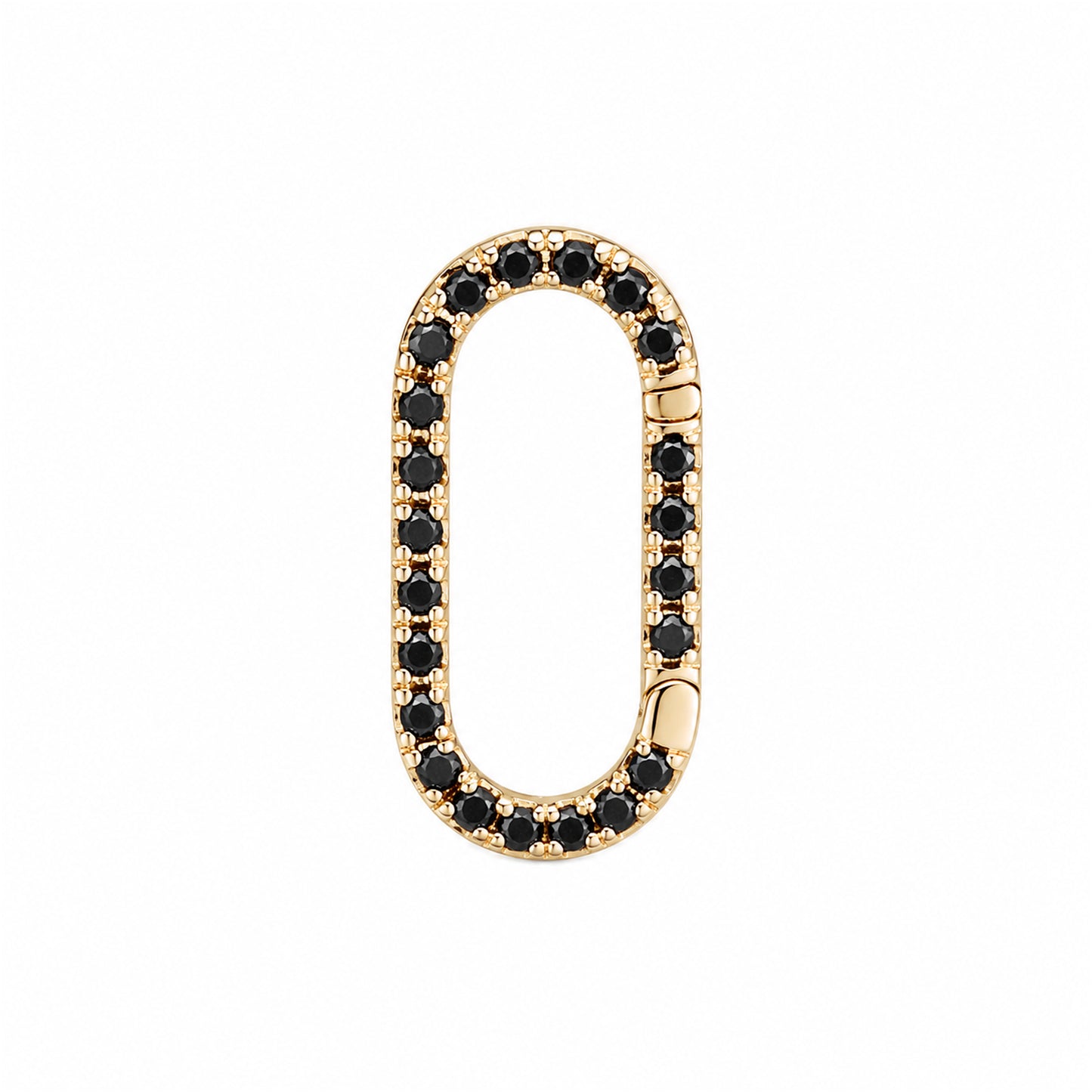 14K Gold Black Diamond Elongated Oval Charm Enhancer ~ Large Size