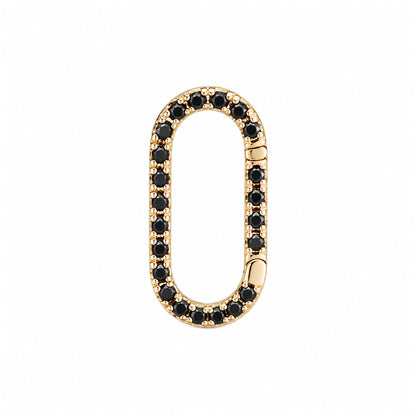 14K Gold Black Diamond Elongated Oval Charm Enhancer ~ Large Size