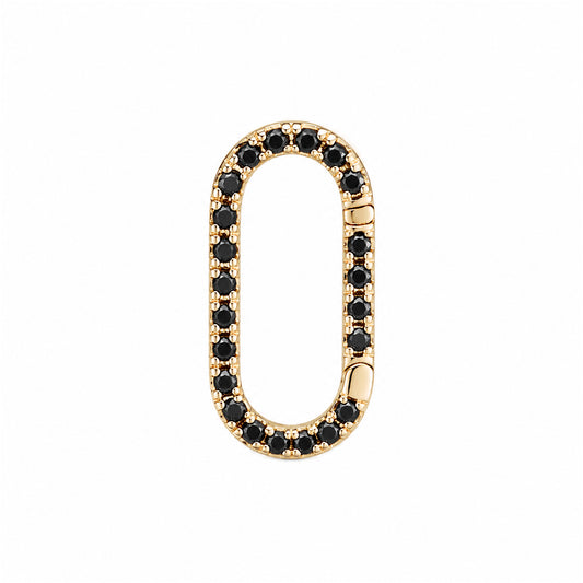 14K Gold Black Diamond Elongated Oval Charm Enhancer ~ Large Size