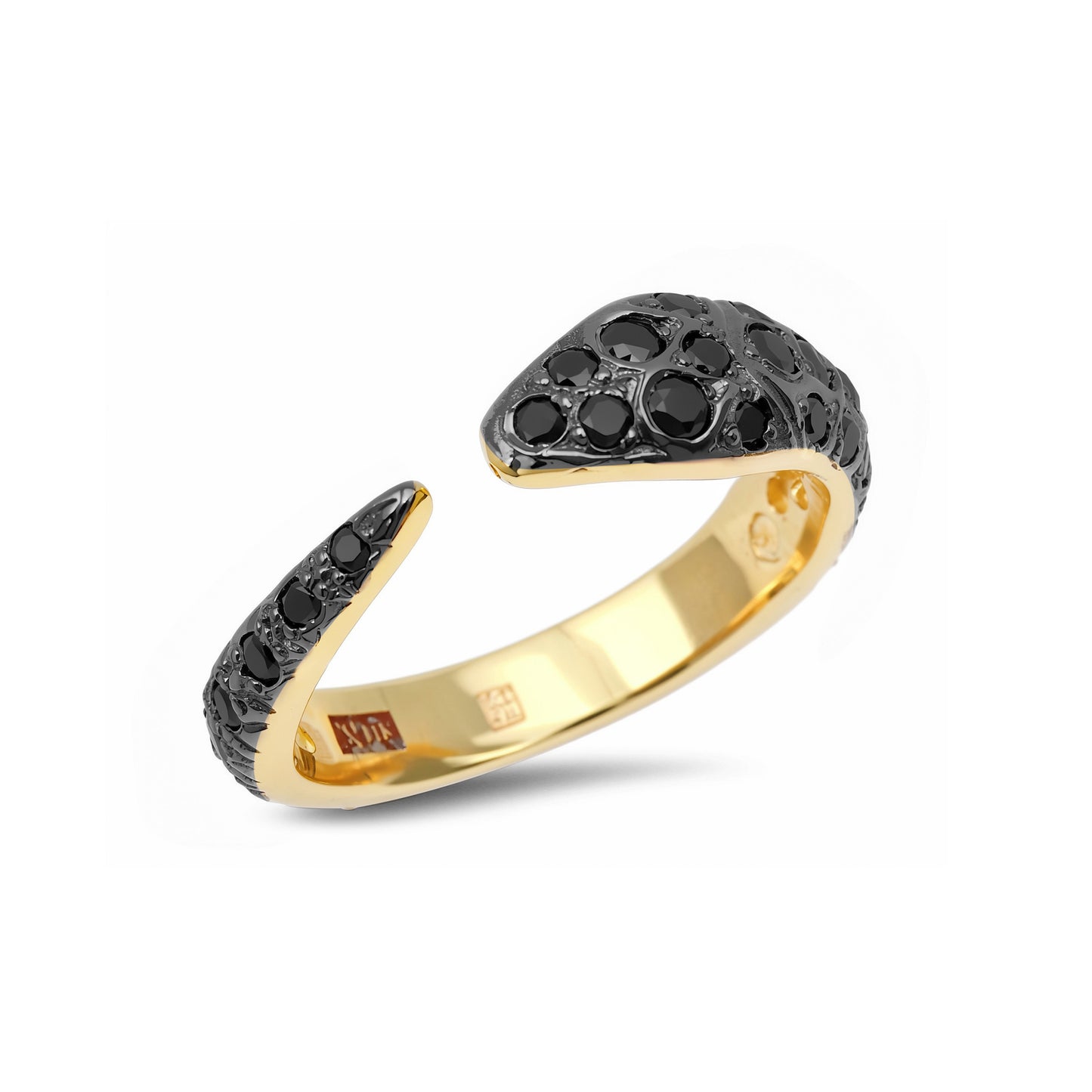 14K Gold Black Diamond Snake Wrap Ring