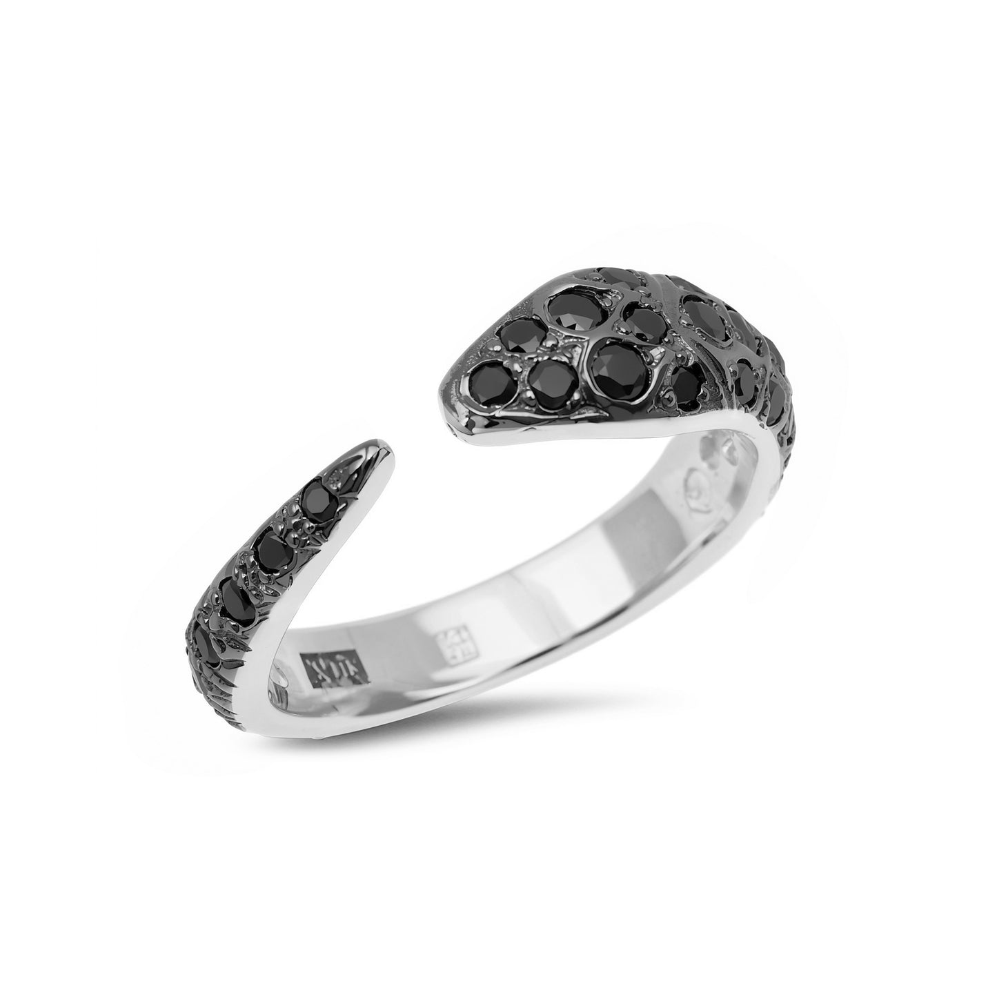 14K Gold Black Diamond Snake Wrap Ring