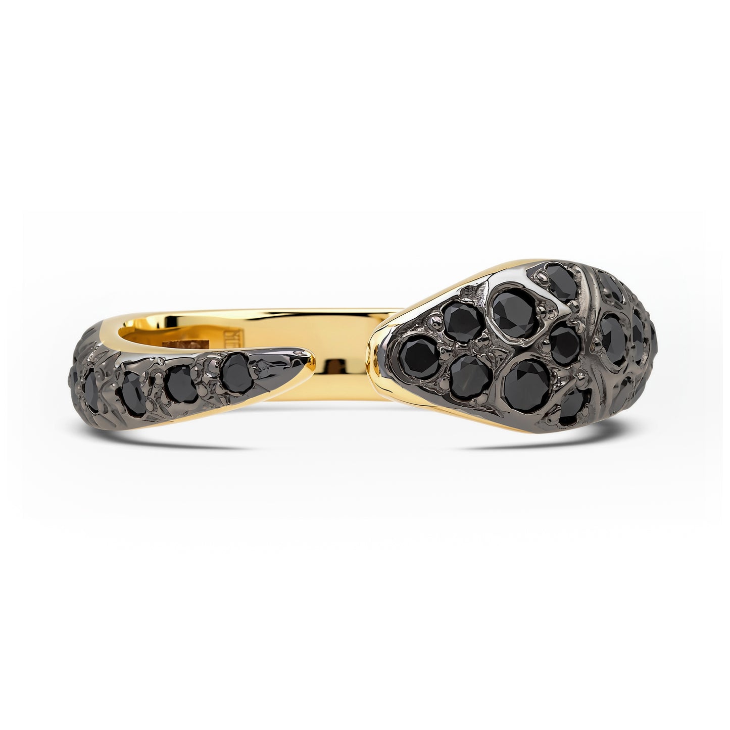 14K Gold Black Diamond Snake Wrap Ring