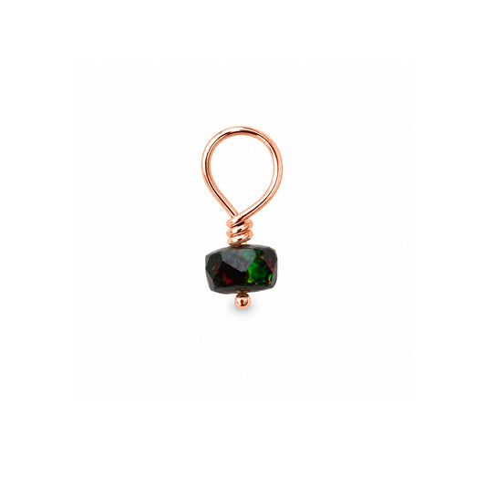 14K Gold Mini Black Opal Rondelle Bead Pendant