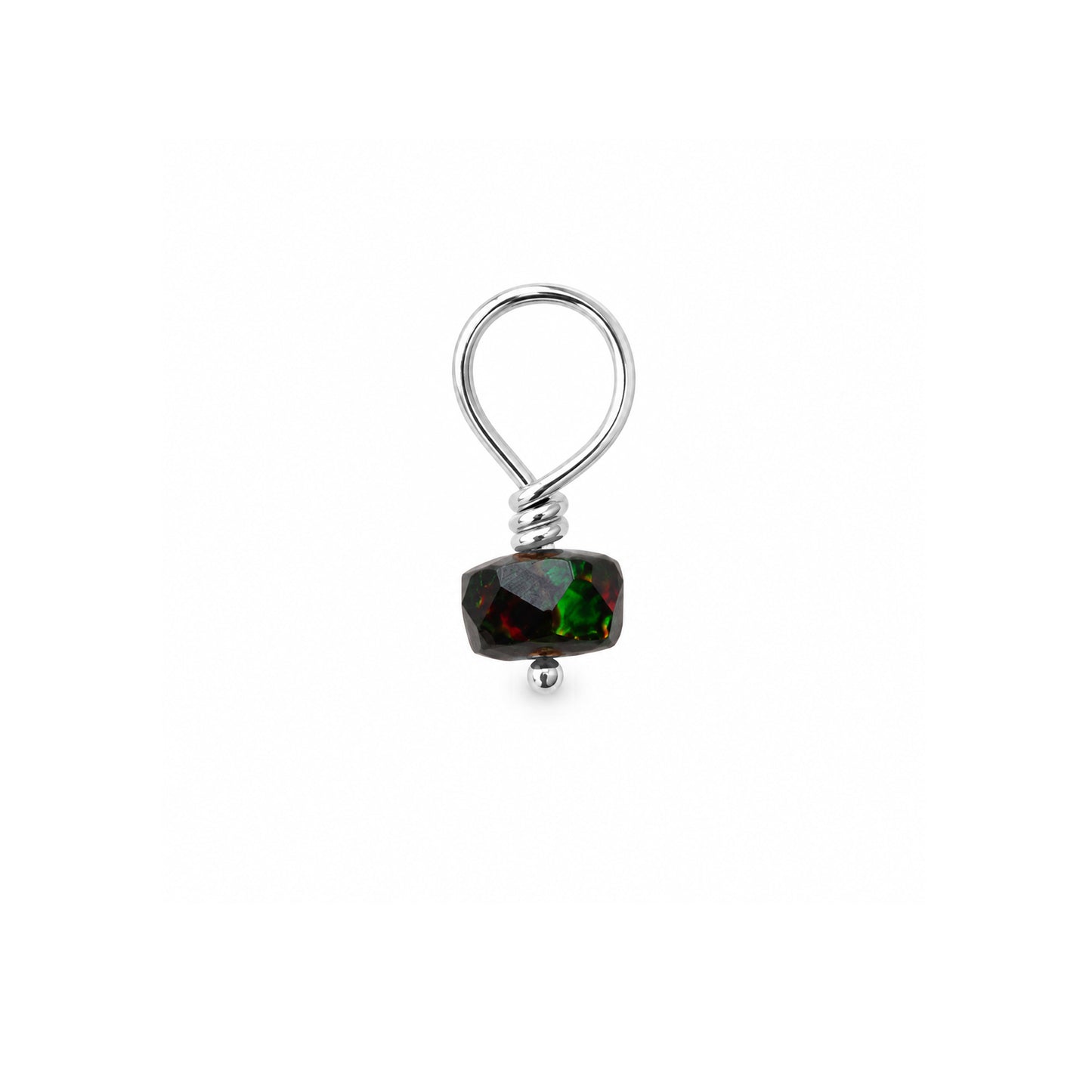 14K Gold Mini Black Opal Rondelle Bead Pendant