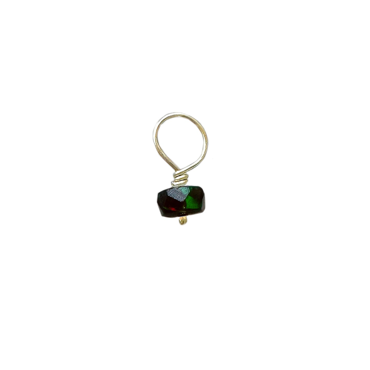 14K Gold Mini Black Opal Rondelle Bead Pendant