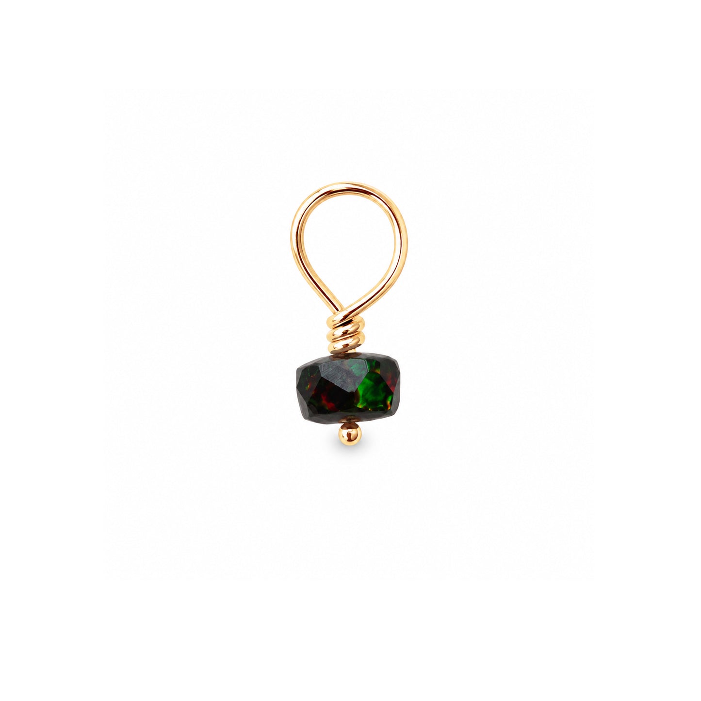 14K Gold Mini Black Opal Rondelle Bead Pendant
