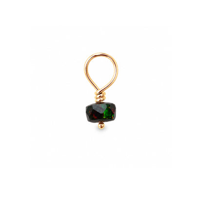 14K Gold Mini Black Opal Rondelle Bead Pendant