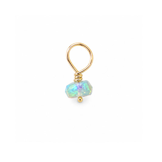 14K Gold Mini Opal Rondelle Bead Pendant