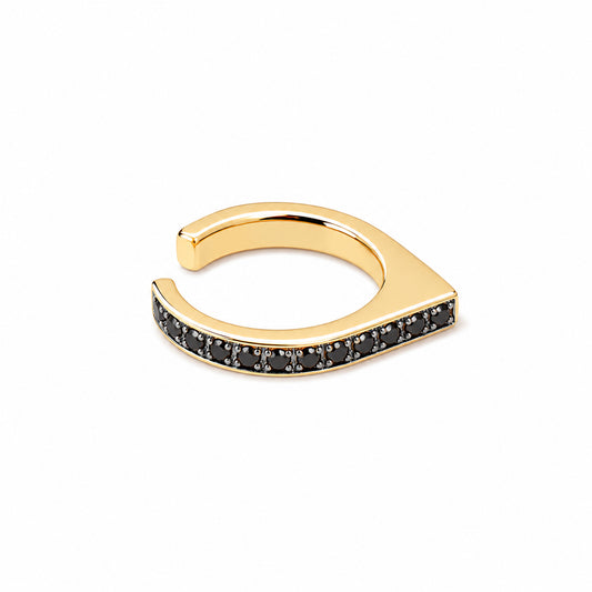 Spike Collection: 14K Gold Pavé Black Diamond Spike Point Ear Cuff