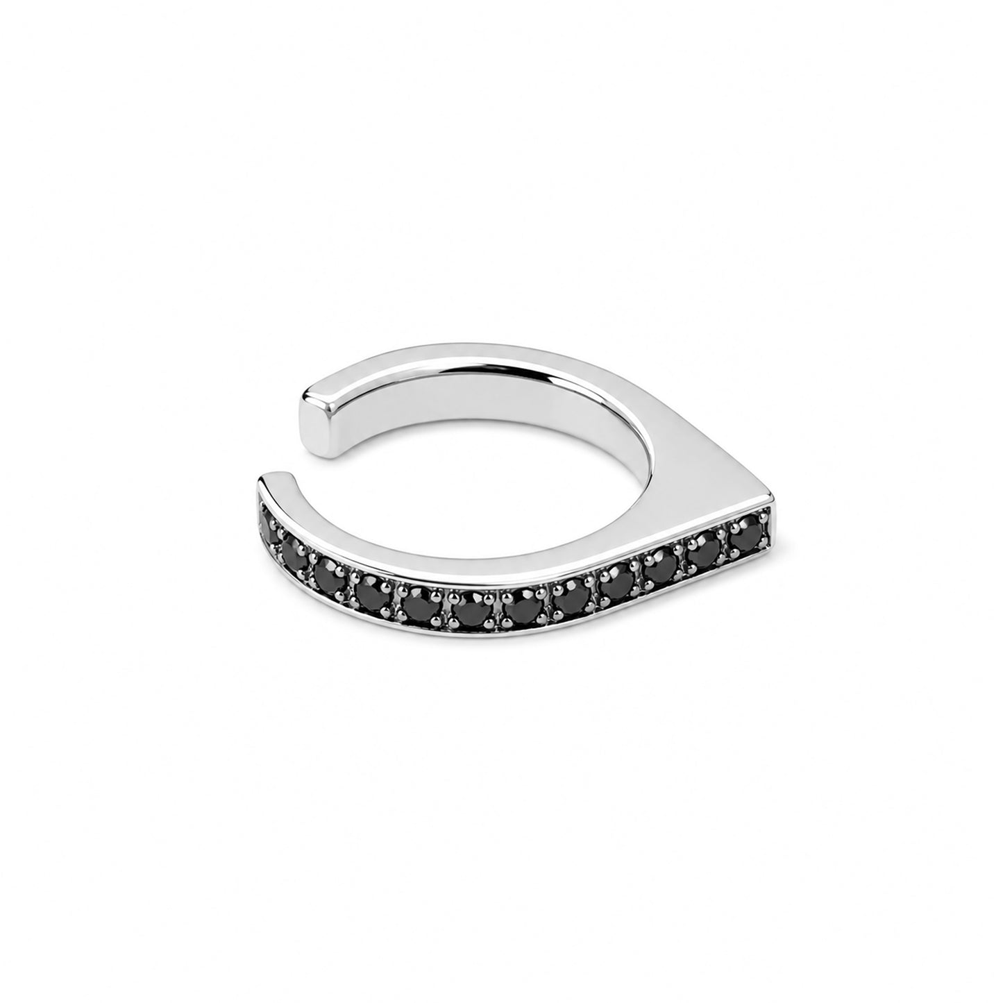 Spike Collection: 14K Gold Pavé Black Diamond Spike Point Ear Cuff