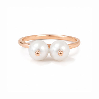 Cultured White Freshwater Pearl 14K Gold Seins Ring