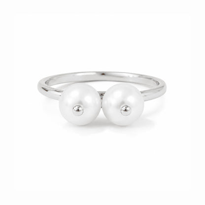 Cultured White Freshwater Pearl 14K Gold Seins Ring