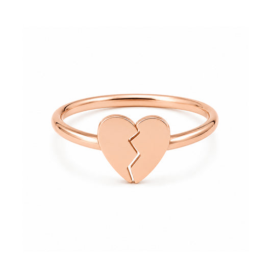 14K Gold Broken Heart Emoji Ring