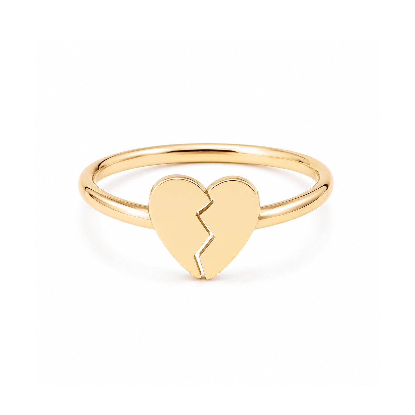 14K Gold Broken Heart Emoji Ring