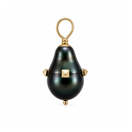 14K Gold Spiked Orbit Baroque Tahitian Cultured Pearl Pendant
