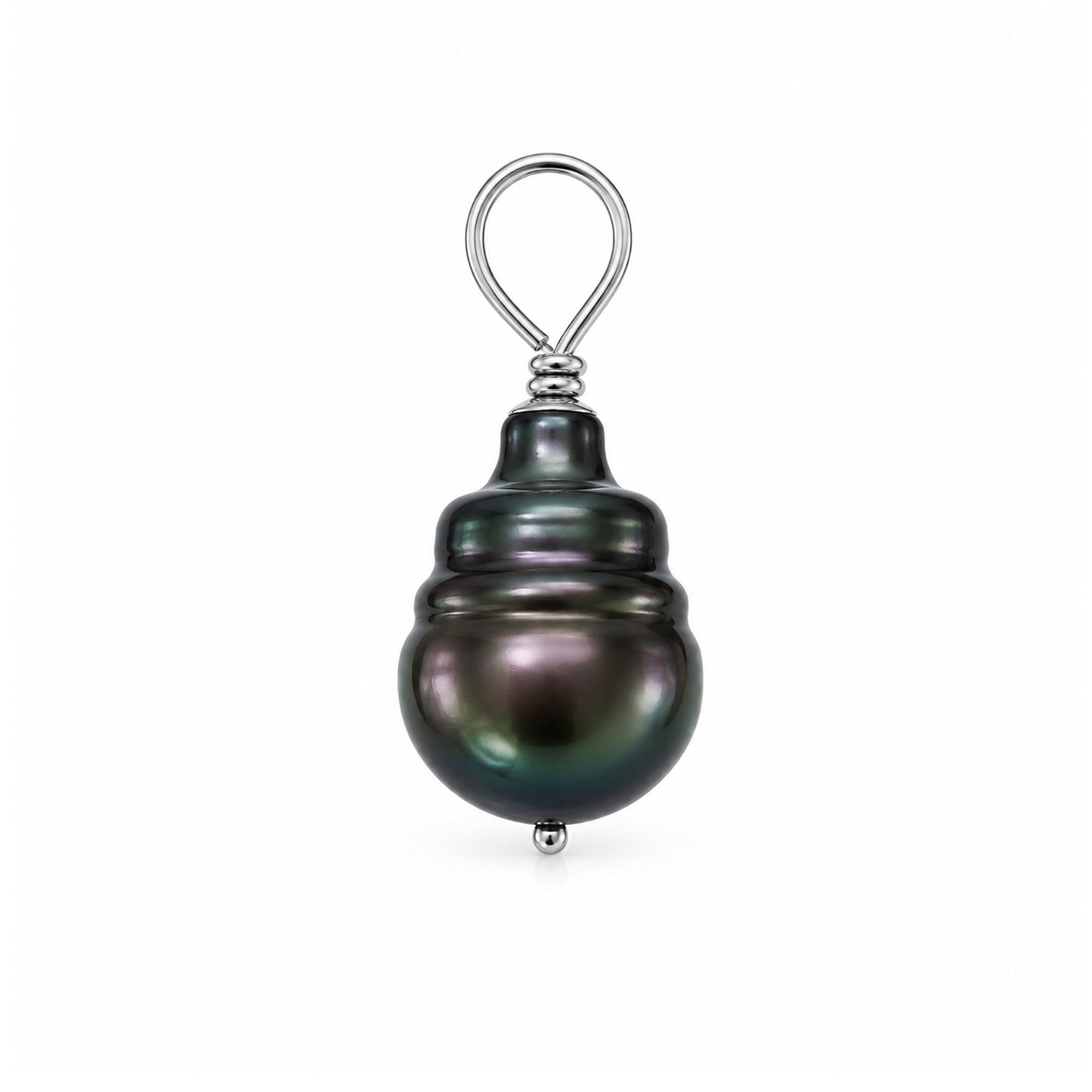 14K Gold Baroque Black Tahitian Pearl Pendant