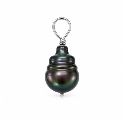 14K Gold Baroque Black Tahitian Pearl Pendant