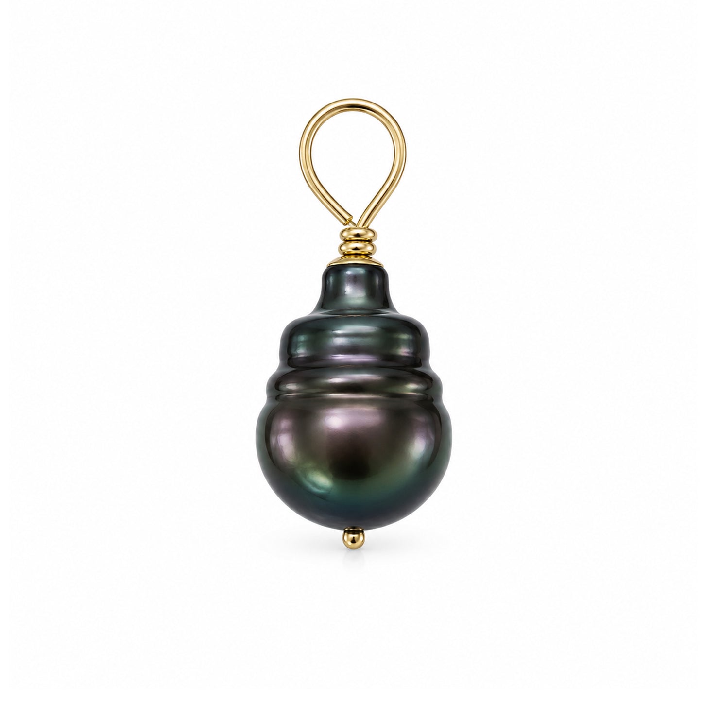 14K Gold Baroque Black Tahitian Pearl Pendant